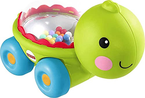 Fisher-Price Baby Crawling Toy Poppity Pop Turtle Push-Along Vehicle with Ball Popping Sounds for Infants Ages 6+ Monthsâ