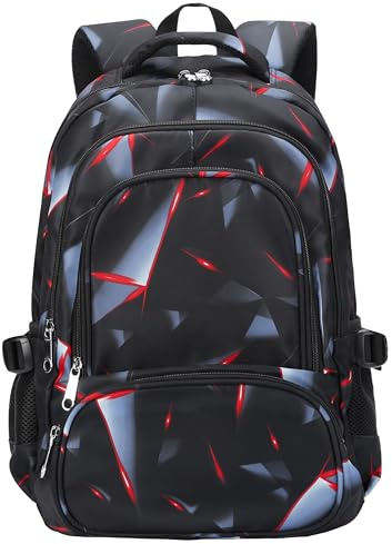 BLUEFAIRY Kids Backpack for Boys Elementary Primary School Bags for Childs Black Bagpack Book Bag Back to School Gifts for Son Mochilas Escolares para Niños 17 Large Compartment Black/Red