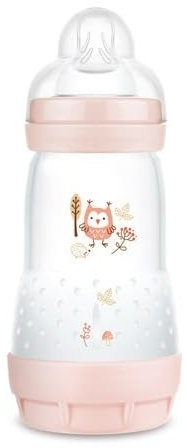 MAM Anti-Colic 260 ml - Biberon anti-coliques avec base de ventilation, biberon MAM auto-stérilisable avec tétine n° 1 en silicone extra doux, 2+ mois Lilas