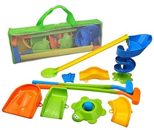 alldoro 60064 Garten Golf Set, 22 Teilen, Kindergolf mit 6 Hindernissen, 2 Schläger und 2 Golfbälle, Minigolf für Drinnen & Draußen, Golfset aus Kunststoff, Kinder ab 4 Jahren, Gartengolf Profi