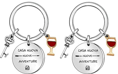 2PCS Nuova Casa Regali Nuova Casa Nuove Avventure Portachiavi per Lei e Lui Regali di Coppia Prima Casa Portachiavi Regali di Inaugurazione Della Casa per Parenti e Amici