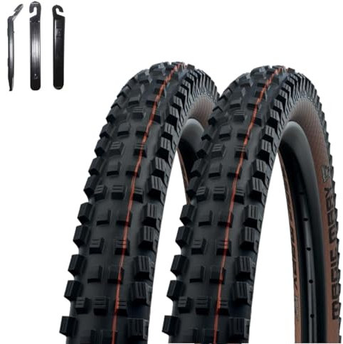 2 x Faltreifen Schwalbe Magic Mary Evolution Super Gravity E-50 Schwarz/Bronze 62-584 (27.5x2.40) inkl. Reifenheber