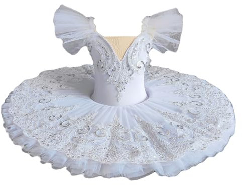 Tytyozay Weiß Professionelle Ballett Tutu, Kinder Mädchen Erwachsene Pfannkuchen Tutu Tanz Ballett Kostüm Ballerina Ballett Kleid Party Kleid Dancewear,Weiß,120