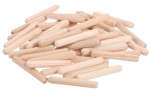 sourcing map 50 Pcs Wooden Dowel Pins 0.24 x 1.57 Inch Wood Dowels Rods | 6 x 40mm,Fluted Dowel Joints,for Grooved Woodworking Furniture Craft