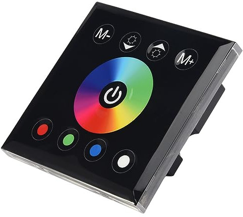 Wanjorlay DC12V-24V RGB/RGBW Wall Mounted Touch Panel Controller Glass Panel Dimmer Switch Controller for LED Strips Lamp Black