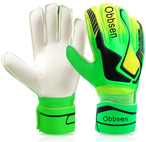 Obbsen Soccer Goalie Gloves for Kids, Youth&Adult Soccer Goalkeeper Gloves, Strong Grip Anti-Slip Latex Palm Breathable Goalkeeping Gloves with Fingersaves