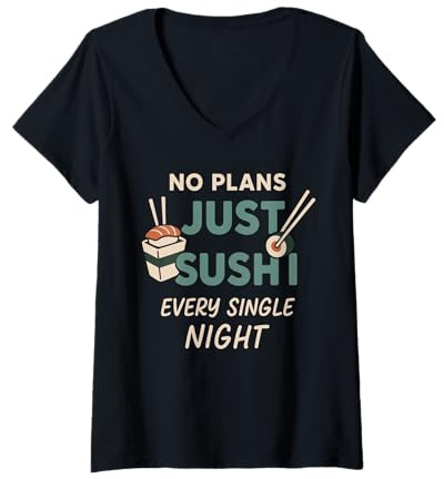 Mujer Rollos para Amantes del Sushi, Palillos Nigiri, Regalo para fanáticos Camiseta Cuello V