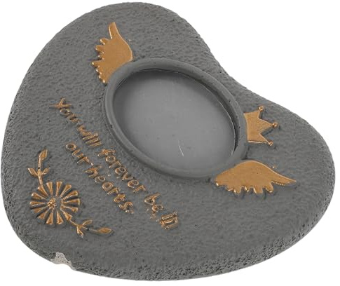 TOGEVAL Pierre Tombale Extérieure pour Animaux de Compagnie en Pierre Grise, Stèle Funéraire Cœur pour Chien, Plaque Commémorative Personnalisable, Résistante aux Intempéries, Décor Jardin