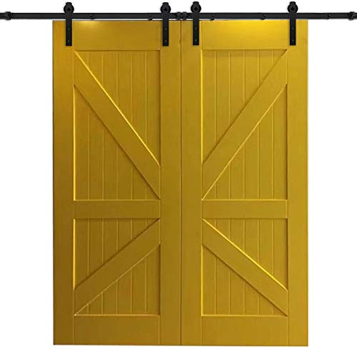 Kit di ferramenta per porta scorrevole, facile installazione, sistema di binari per porte doppie, decorazione rustica per la casa, perfetta per camera da letto e soggiorno