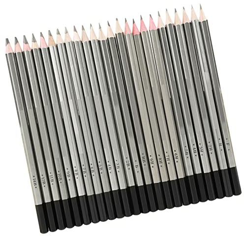 Aumotop Juego de Bocetos a Lápiz, Lápiz de Pintura Dibujo 9H-14B Madera No Tóxica Premium para Artistas, 24 Uds.