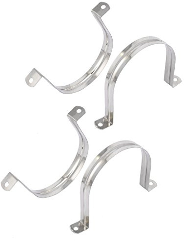 uxcell 3.94-inch Rigid Pipe Strap, 2 Holes Tube Straps 201 Stainless Steel Tension Tube Clip Clamp 4pcs