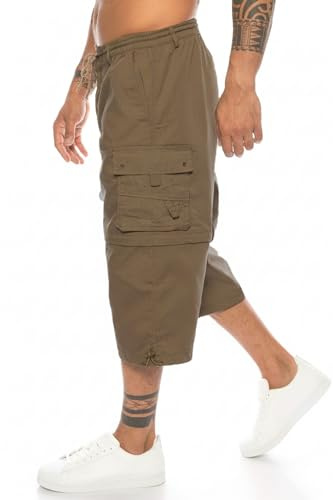 Kendindza Bermuda da uomo, con zip per rimuovere le gambe e passare da pantaloni a 3/4 a pantaloni corti, Fango | Modello 1., L