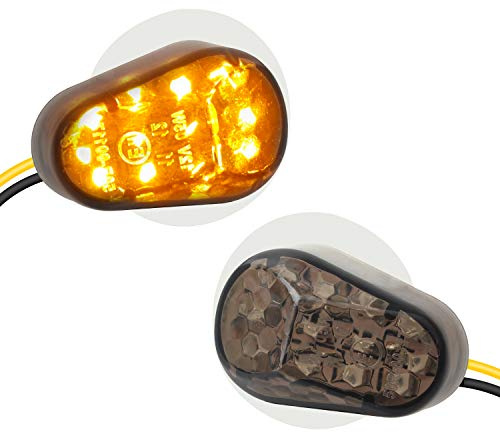 NTHREEAUTO Smoked Flush Mount Turn Signal LED Indicator Light Compatible with Yamaha YZF R1 R6 R6S, 12V Universal Motorcycle