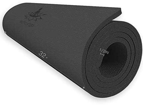 Hatha Yoga Extra Thick TPE Yoga Mat - 72x 32 Thickness 1/2 Inch -Eco Friendly SGS Certified - With High Density Anti-Tear Exercise Mats For Home Gym Travel & Floor Outside (Black)…