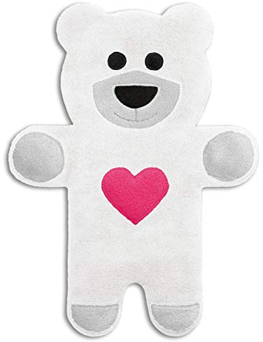 CUSCINO RISCALDABILE Leschi per la pancia, la schiena e la zona lombare/Per coliche dei neonati e il ciclo/Per microonde, con semi di grano/Cuscino termico per bambini/Teddy l’orso con cuore, bianco