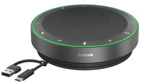 Jabra Speak2 75 schnurlose Bluetooth-Freisprechlösung, 4 Mikrofone mit Geräuschunterdrückung, 65 mm Breitband-Lautsprecher, Super-Breitband-Audio, Zoom und Google Meet Zertifiziert, Dunkelgrau