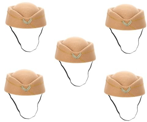 Toyvian 5st Stewardess Baskenmütze Damen Damen Mütze Band-kostüm-hut Airline-pilotenmütze Flugbegleiterhut Kopfbedeckungen Für Bühnenauftritte Kapitänsmütze Wolle Kleid Kleinkind Schüttgut
