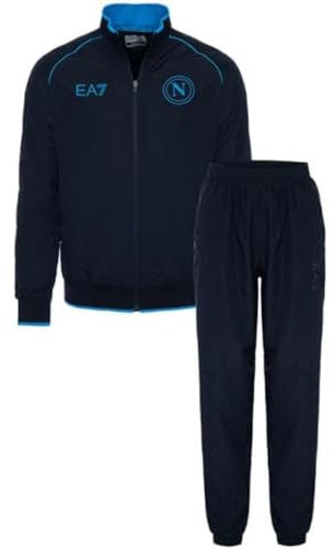 SSC Napoli Tuta Leggera Bambino Blu, EA7, Prodotto Ufficiale, Logo SSCN, Estiva, tasche laterali, chiusura zip, 8 anni