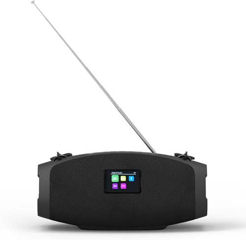 Radio da esterno Xoro DAB 800 per ricezione DAB+ e FM, lettore multimediale USB 2.0, altoparlante Bluetooth, IP44 antipolvere e impermeabile, display a colori da 2,4, batteria fino a 12 ore, stereo