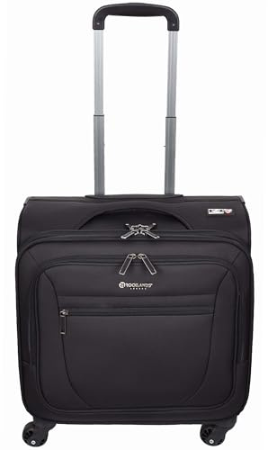 A1 FASHION GOODS 4 Wheel Pilot Case Multiple Compartments Cabin Size Business Travel Trolley Bag Kite Black