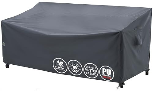 F&J Outdoors Garden Sofa Cover Waterproof 147x89x64/89cm Patio Covers for Outdoor Furniture Garden Bench Covers 2 Seater High Density Grey Heavy Duty Chair Cover Weatherproof