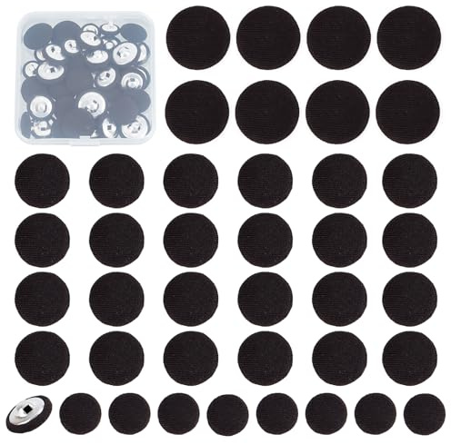 NICENEEDED 40 PCS Fabric Covered Button, 11.5/15/18mm Black Tuxedo Suit Buttons for Dress Gowns Blouses Sleeves, Vintage Sewing Button with Shank for Sewing Bridal Suits Jacket