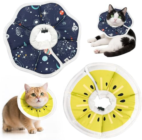 AYSYR 2 st halsband katt justerbar, kattkrage vikbar mjuk, katt halsband för efter operationer och skador, katthalsband förhindrar läckage av sår (S)