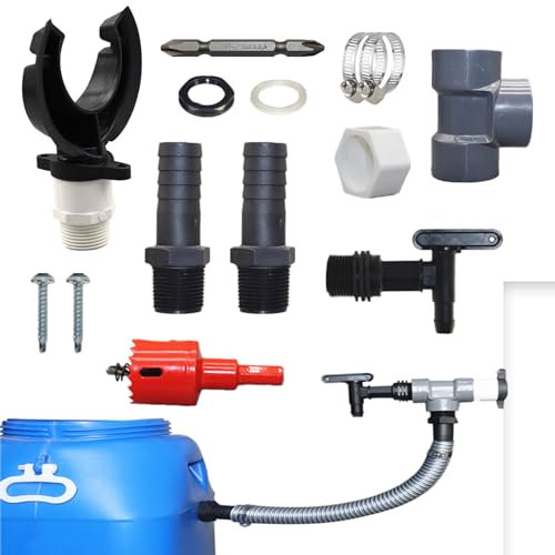 Raccolta dell'acqua piovana, 70 – 110 mm, set di connettori per serbatoi di pioggia, con tubo da 50 cm e accessori di montaggio, per tetti fino a 80 m² (B)