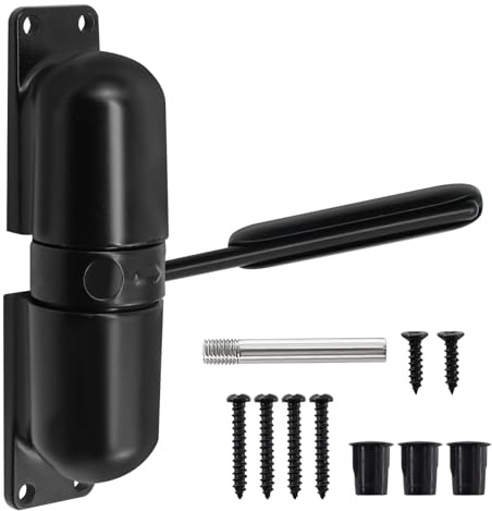 MISIQIMA Automatischer Türschließer, Verstellbar Türschließer Zimmertür, Feder Türschliesser Innentüren, Tür Schließer Gartentor Außen (Schwarz)