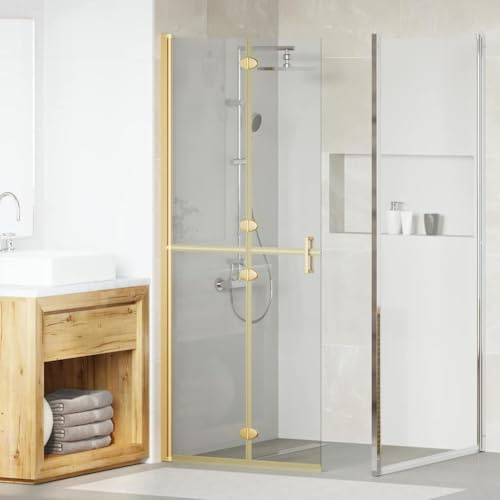 Mokuyary Walk-in duschvägg guld 80 x 6,5 x 190 cm energisparande glas duschvägg för dusch duschavskiljare, walk in dusch duschskiljevägg glasvägg för badrum
