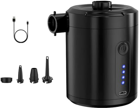 Bombas de aire recargables por USB de 5200 mAh, de alta eficiencia, portátiles y eléctricas para colchón inflable, piscina, juguete, camping, eléctrico con accesorios de boquilla