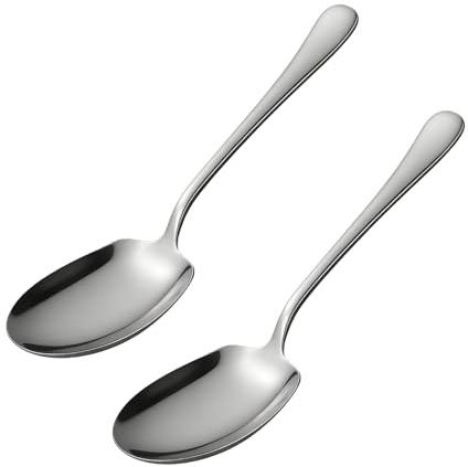 Ztolbriy Cuchara de acero inoxidable con asas largas, Cuchara de servir de acero inoxidable - Ideal para servir sopas, guisos, ensaladas y más en cocina, restaurante y hogar
