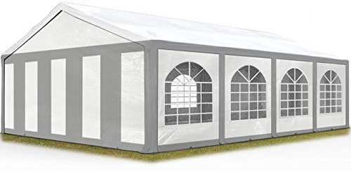 TOOLPORT Hochwertiges Partyzelt 5x8 m Pavillon Zelt PE Plane 450 N Gartenzelt Festzelt Bierzelt Wasserdicht grau-weiß