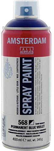 Amsterdam Spray Paint - Permanent Blue Violet 568-400 ml Semi-Opaque Low-Odor Water-Based Formula - High Lightfastness - Ideal for Studios - For Multiple Surfaces