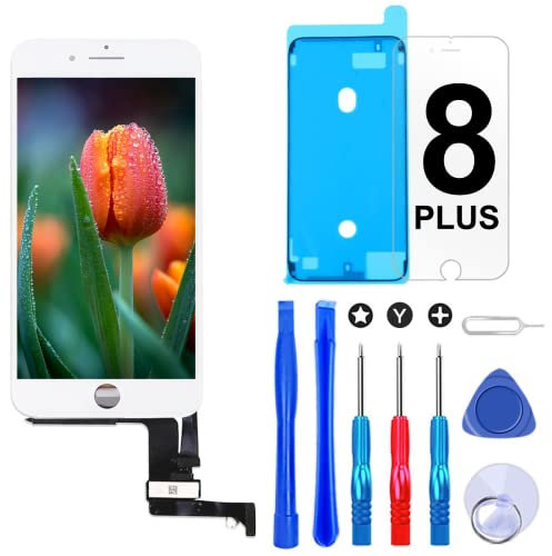 Brinonac Ecran Tactile LCD pour iPhone 8 Plus Vitre De Remplacement LCD Ecran Assemblé avec Kit De Réparation (Blanc, 5,5 Pouces)