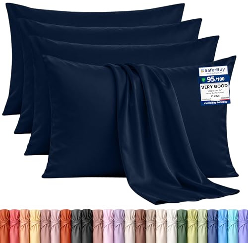 Utopia Bedding Pillowcases 4 Pack, Standard 50x75cm, Navy | Ultra Soft Hotel Quality Pillow cases, OEKO-TEX Certified, Envelope Closure, Wrinkle & Fade Resistant Pillow covers
