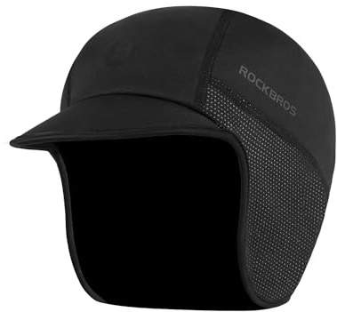 ROCKBROS Winter Cycling Caps for Men Women Windproof Sun Visor Black