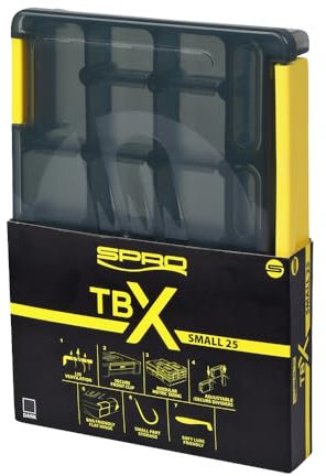SPRO TBX Tacklebox & Werkzeugkiste - Robuster, wasserfester Kunststoff, versteckte Scharniere, flexible Fächer, modulare Größen - Perfekt für Angel- und DIY-Aktivitäten (Dark, 25S)