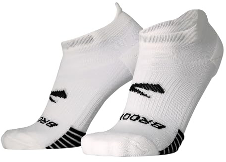 Brooks Ghost Lite No Show Socks I Performance Running, Comfort Fit with Arch Support for Men & Women (2-Pack Set) - White - Large