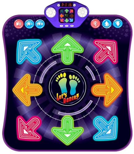 Dance Mat Toys for 3-12 Year Old Girls Boys, Dance Pad with Light Up 8-Buttons & Bluetooth, Music Dance Game with 7 Game Modes, Christmas Birthday Gifts for 3 4 5 6 7 8 9 10+ Year Old Girls Boys