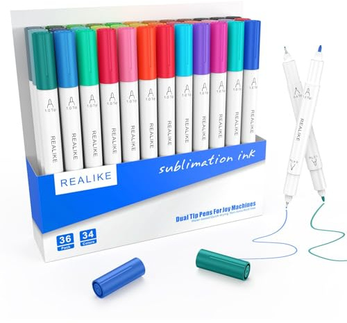 REALIKE Lot de 36 marqueurs infusibles à double pointe compatibles avec Cricut Joy/Xtra (pointe 0,4 et 1,0)