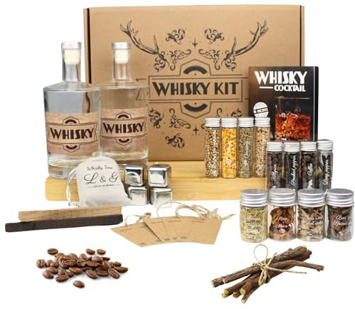 L&G® - set preparazione e degustazione whisky organizzato - Idee regalo - Scatola regalo originale per whisky fai da te - Natale e compleanno - Made in France - Cubetto di ghiaccio in acciaio fornito