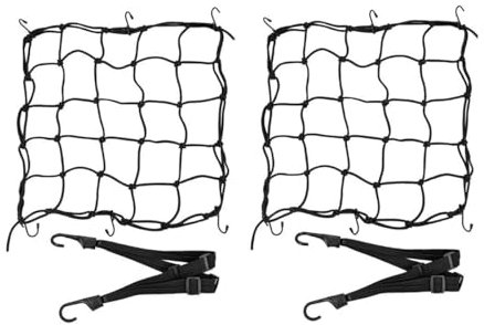 JNNJ 2 Piezas Red De Equipaje con 6 Ganchos Elástico, Motocicleta Elasticos Transporte Red Elástica De Carga, 2 Redes De Araña Y 2 Ganchos Elásticos, para Portaequipajes Bicicletas Motos Todoterrenos