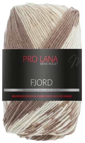 Frida's Ullhus Pro Lana 100 g fjord norskt mönster gradient ull stickat garn 14 färger (81 | brun-beige-vit)