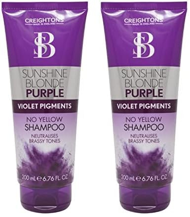 Creightons Sunshine Silver Tone Correcting Shampoo (200ml) - Brightens Blonde & Neutralises Brassiness. For Platinum & White Hair. (Pack of 2)