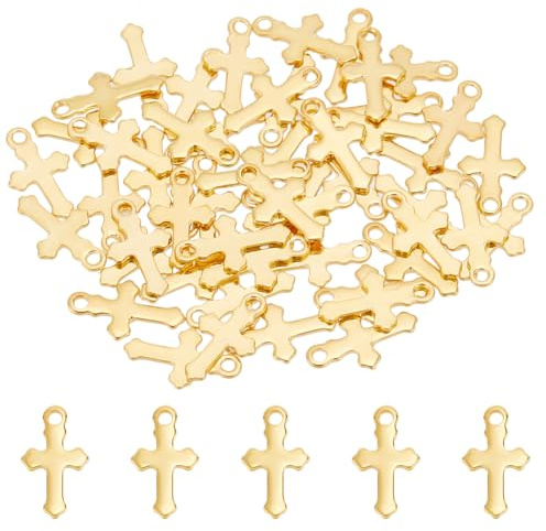 UNICRAFTALE 304 små korsformade hängen i rostfritt stål pläterat hänge med mini kors metallpärlor gör-det-själv tillbehör för smyckestillverkning, 12 mm, Rostfritt stål, Ingen ädelsten