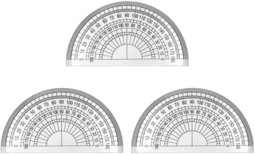LICQIC Clear Plastic Protractor 180 Degrees 4 Inches, 3 Pcs