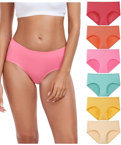 wirarpa Underwear Women Cotton Ladies Knickers Comfortable Pants for Women Full Coverage Briefs 6 Pack