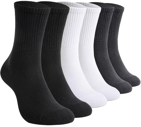 TUUHAW Calzini Spugna Uomo Cotone Invernali Calze Running Uomo Bianche Neri Calze Sportive Donna Trekking Tennis Padel Ciclismo Palestra Pallavolo 6 Paia