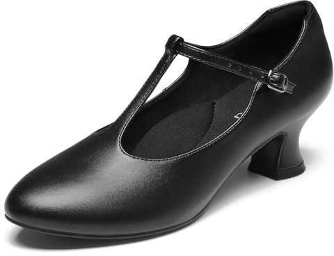 YESSA Black T-Strap Character Shoes for Women Dance Shoes T-Strap 1920s Flapper Shoes for Ballroom Latin Salsa Folklorico Flamenco Tango Swing 8